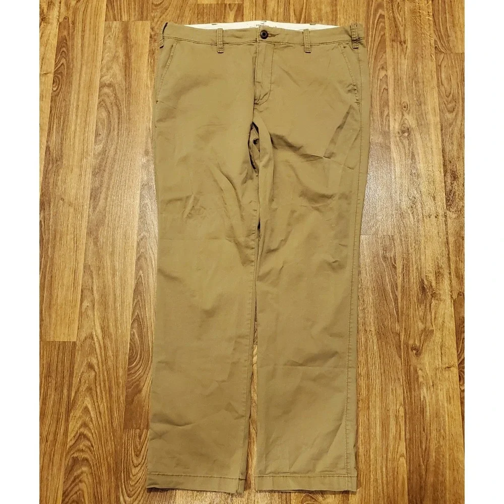 Hollister Chino Pants Men 36x32 Brown Slim Straight Epic Flex Preppy‎